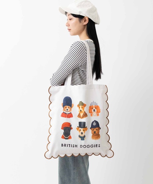 🆕【⭐訂購⭐】🌀 🇯🇵 日本直送 可愛貓狗雙面圖案 刺繡滾邊扇形 大容量 tote bag［3款選］🌀 [ELJD-0011][261101]