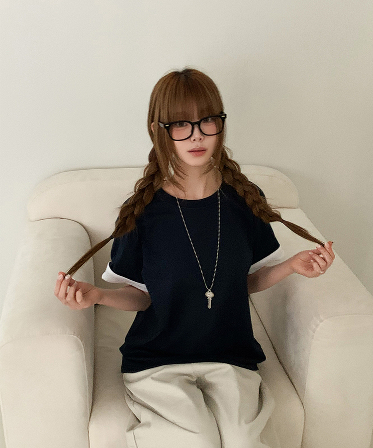Contrast Cuff Short Sleeve Tee