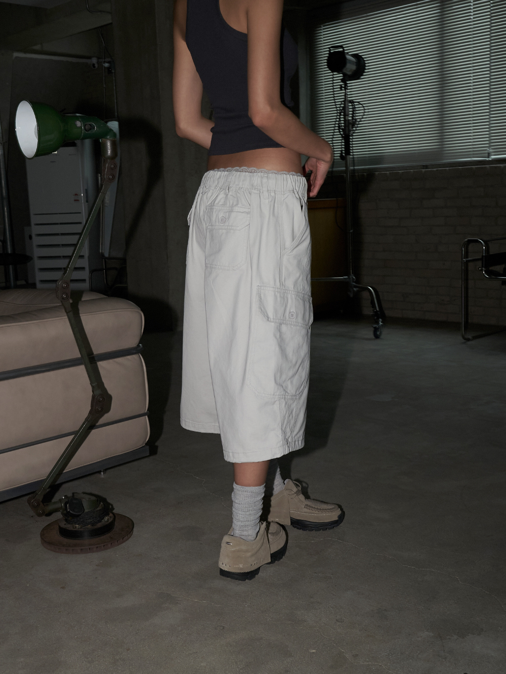 Drawstring Cotton Cargo Shorts
