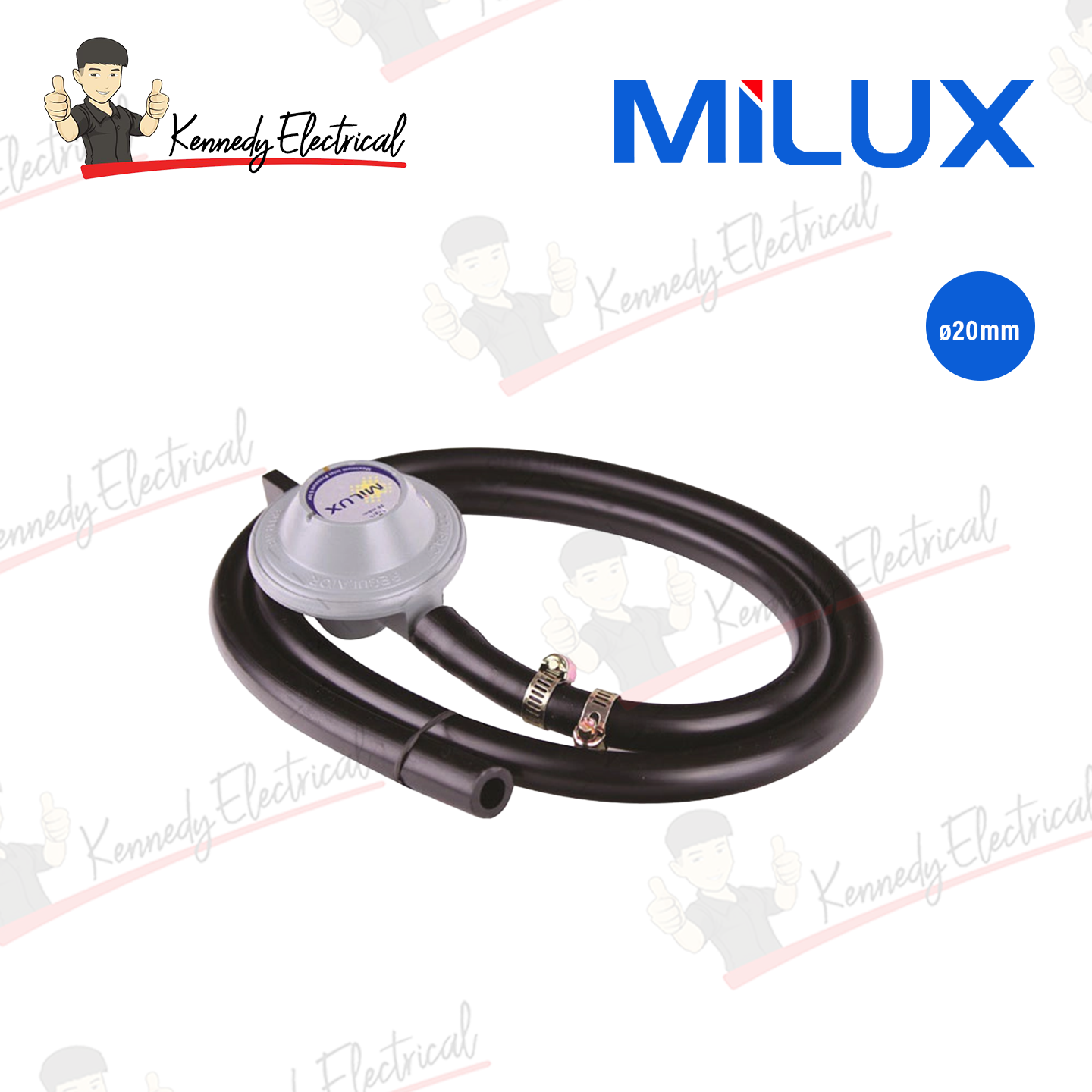 Milux Low Pressure Gas Regulator with Hose (M-168BKH)