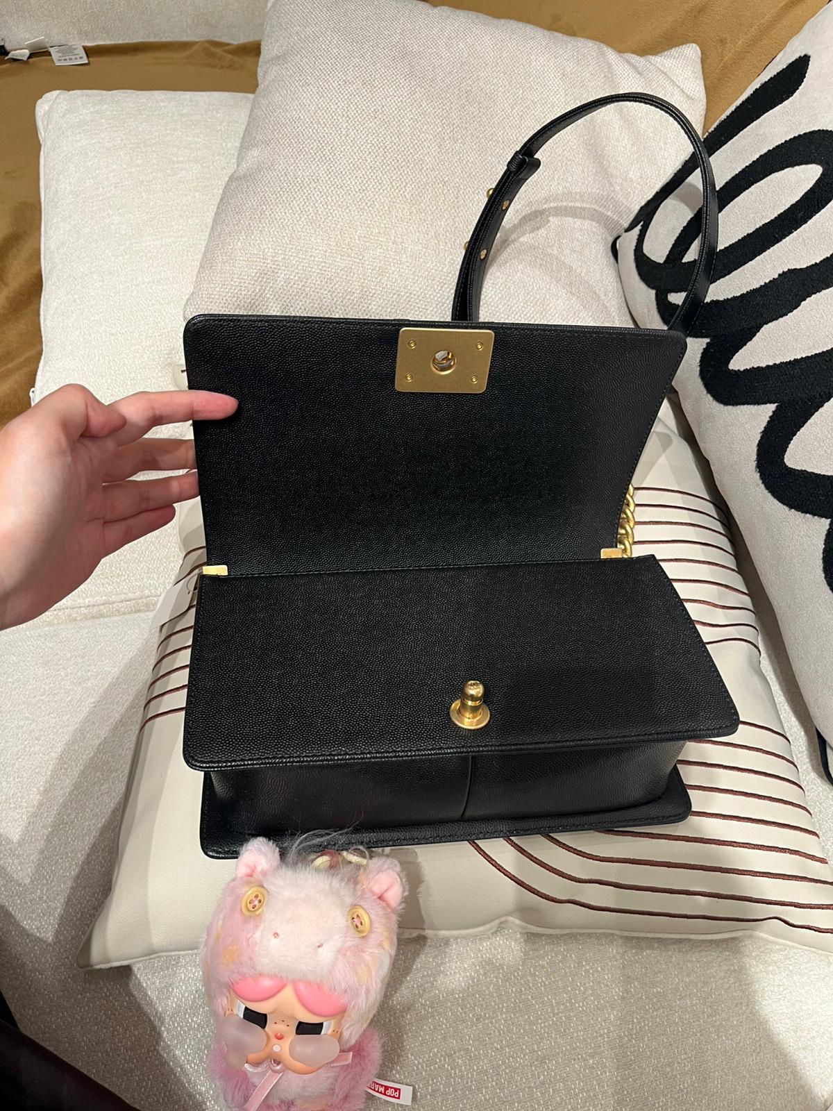 Chanel boy 25cm A67086 黑色荔枝牛皮金扣 100%Authentic,Unused ✅專門店收據收據✅28CARD✅dust bag✅box