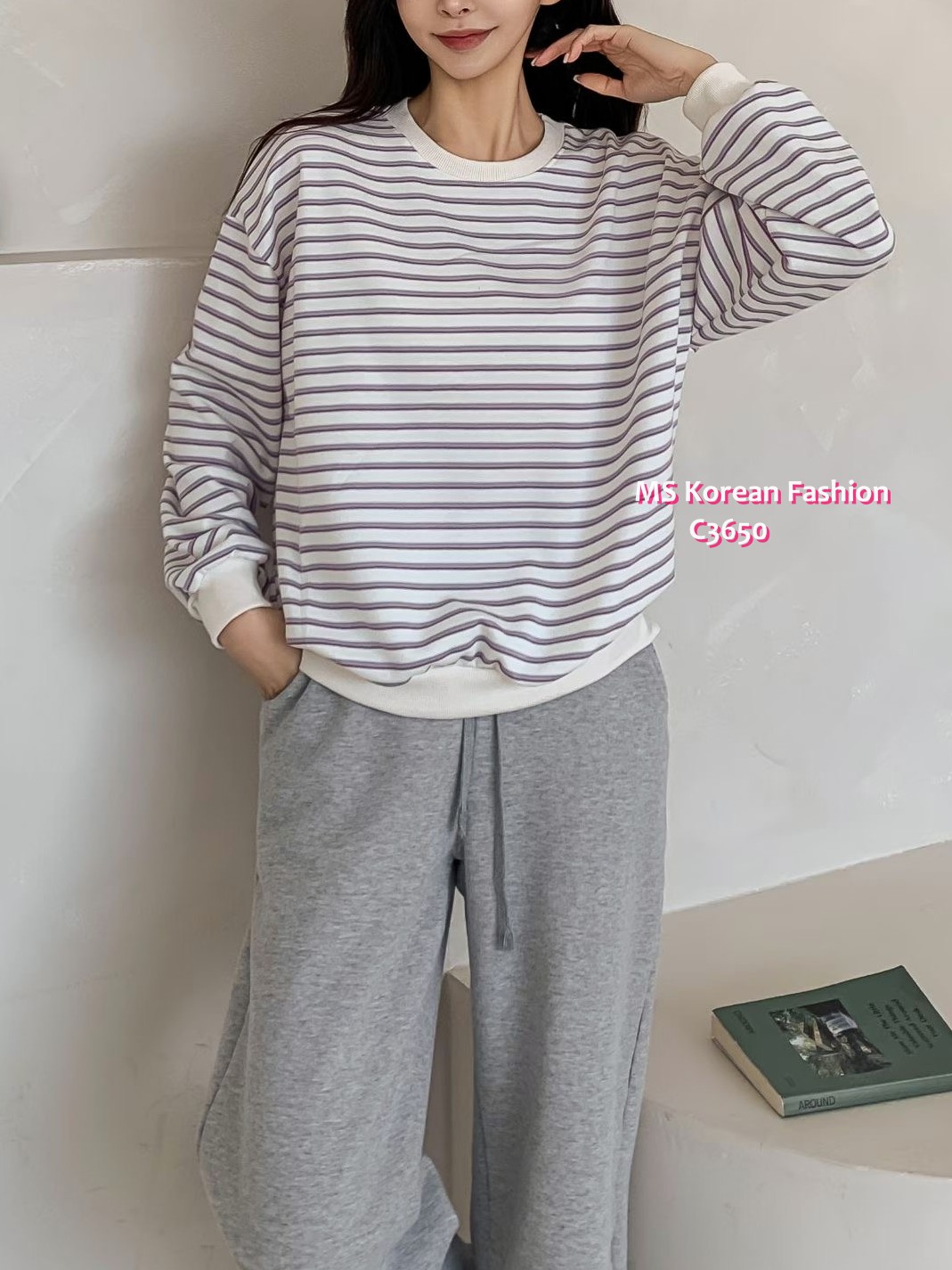 C3650 韓國🇰🇷靚色橫間top