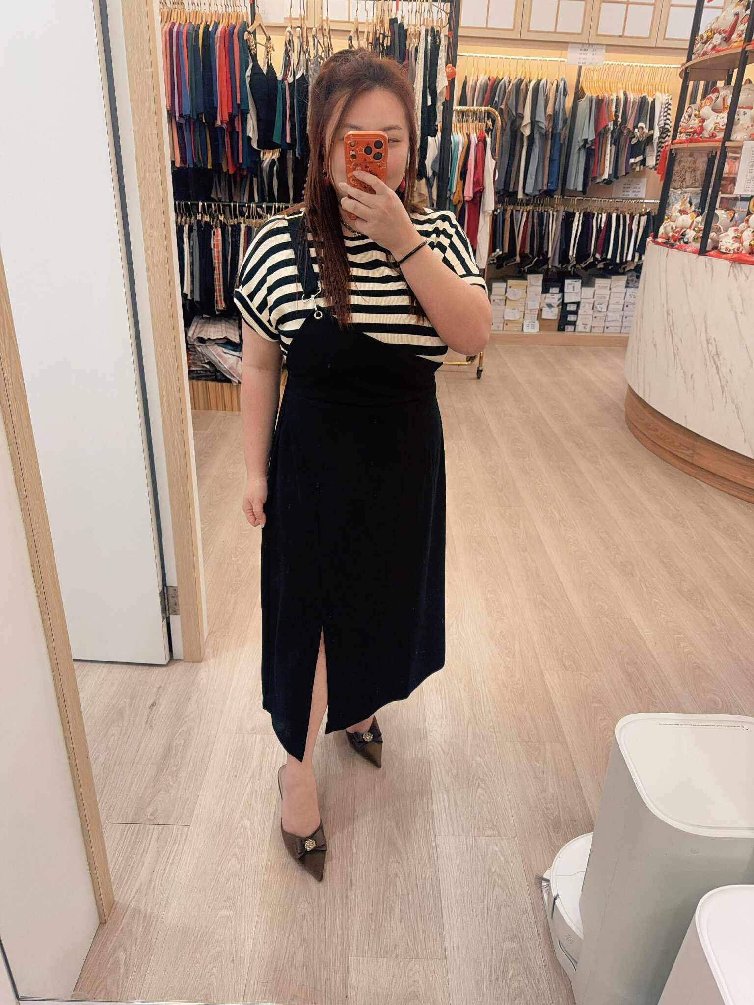 NJA02 TW#5861 线条斜肩长连衣裙