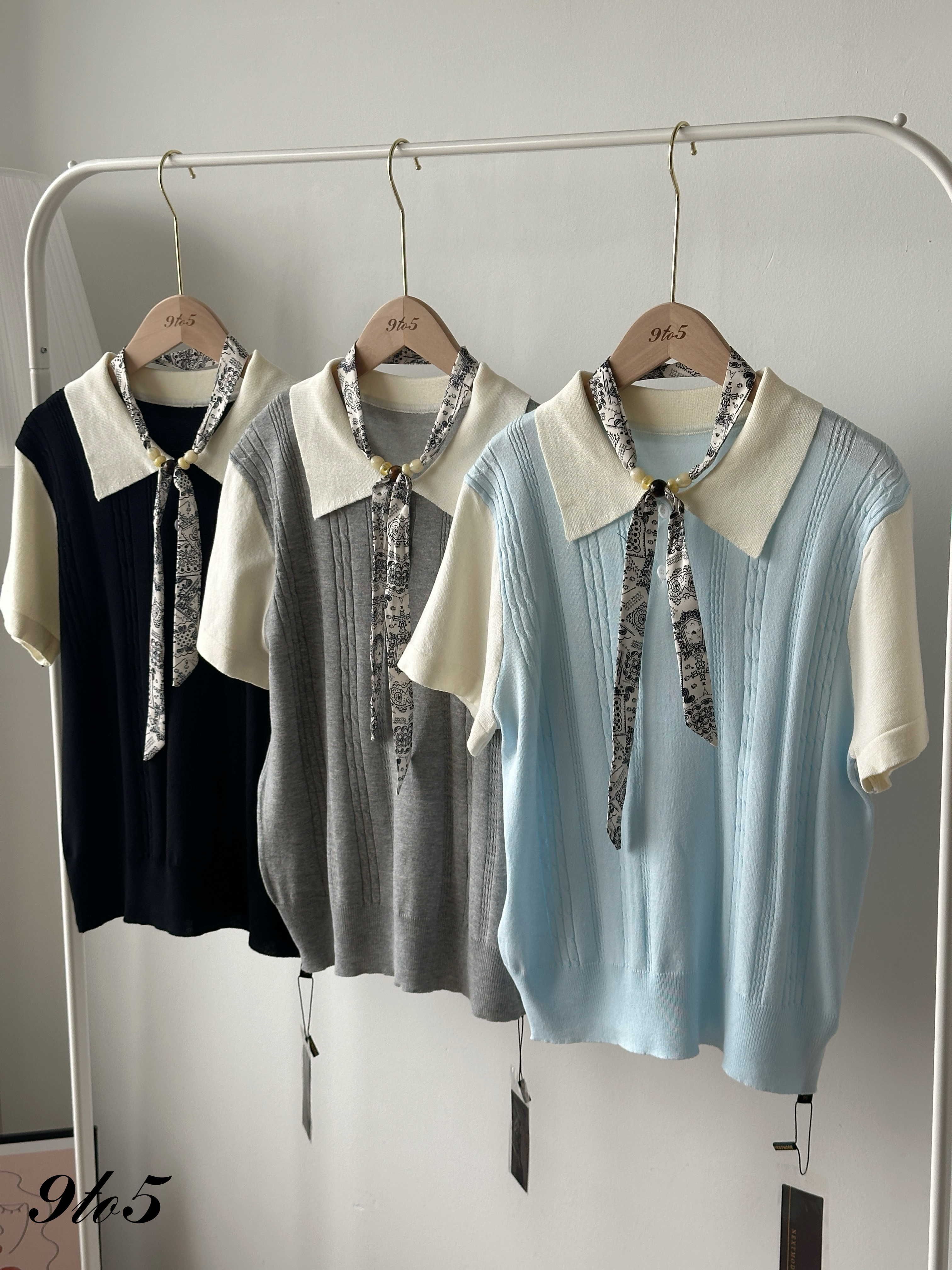 T4346 Fake Two-Pieces Knit Top - 3 Colors 