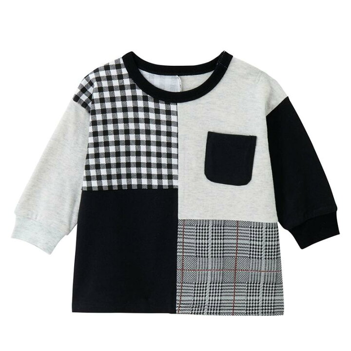 🇯🇵預訂 日本直送🇯🇵兩色格紋拼布口袋長袖上衣