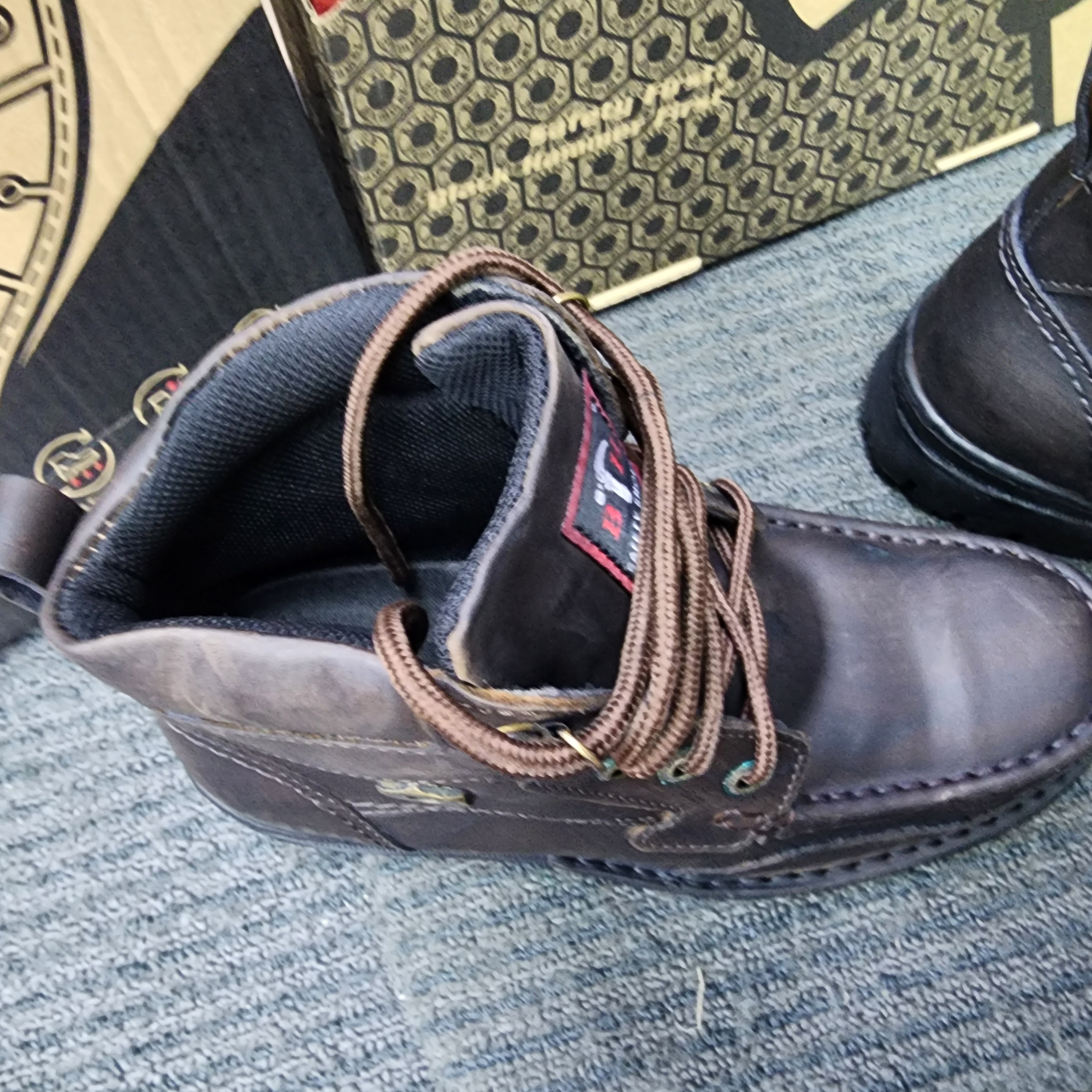 Black Hammer 4000 Series Men Safety Shoes Mid Cut Mocassins With Lace Up BH 4994 Boots Leather Steel Toe Kasut Keselamatan