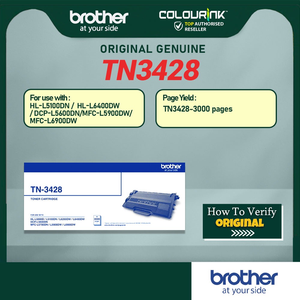 Brother Original Genuine TN-3428 Black Toner L5100D L6400DN L5600DN L5900DW L6900DW similar TN3428 TN3448 TN3478 TN3498