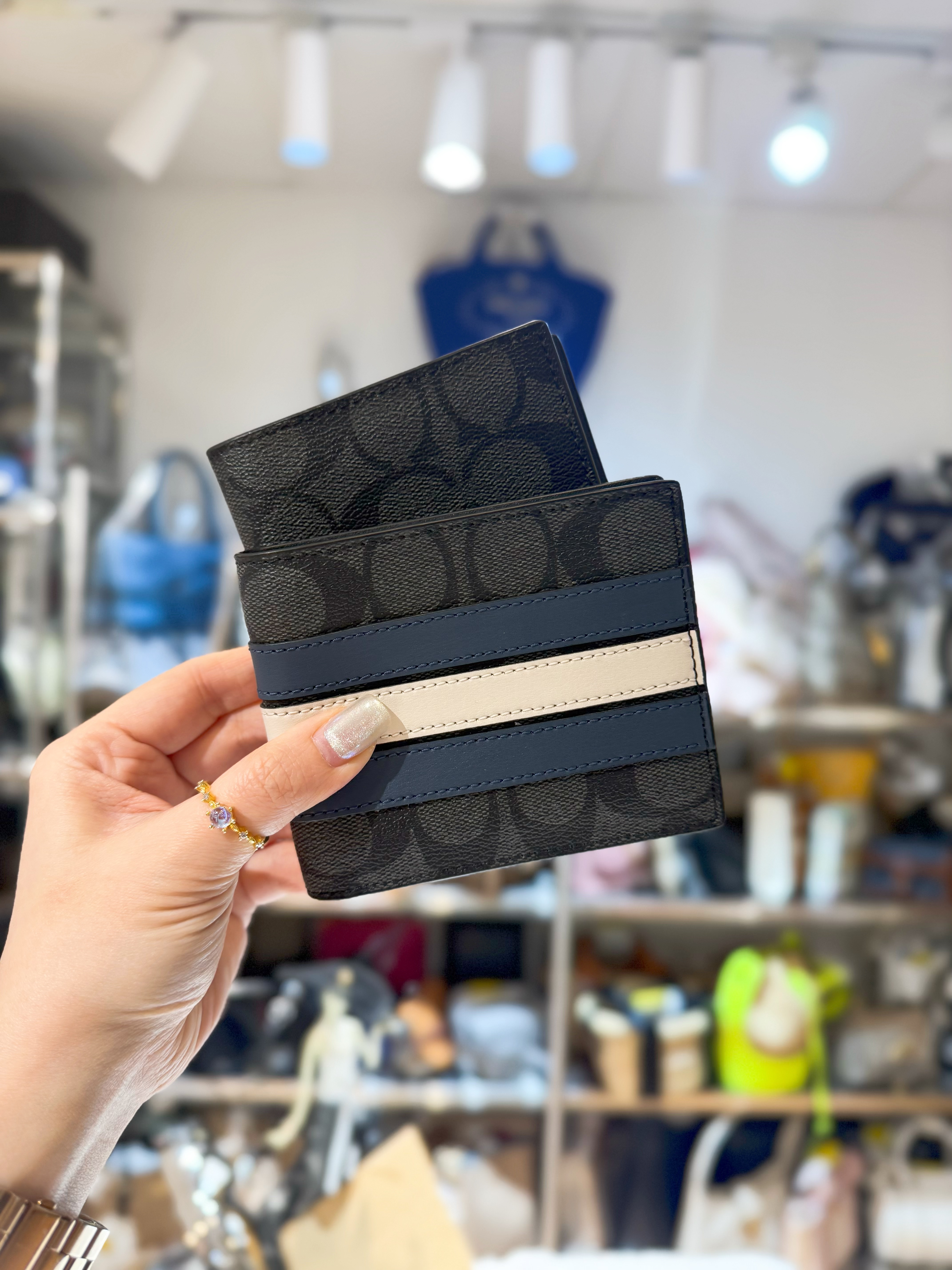 Coach bi fold wallet 1205/blk/m/blue