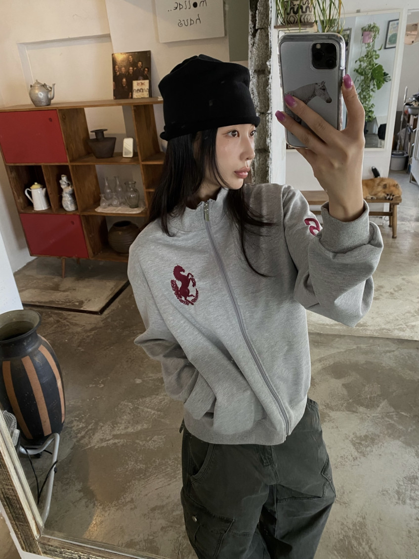 Graphic High-Neck Zip-Up