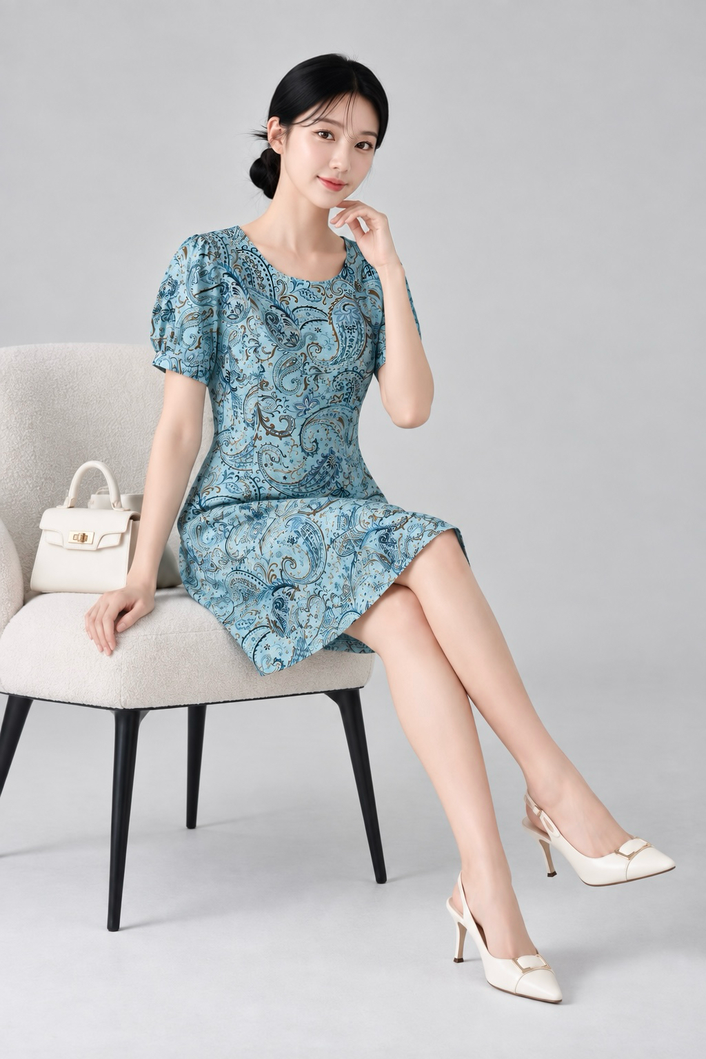 31229 Paisley Print A-Line Midi Dress