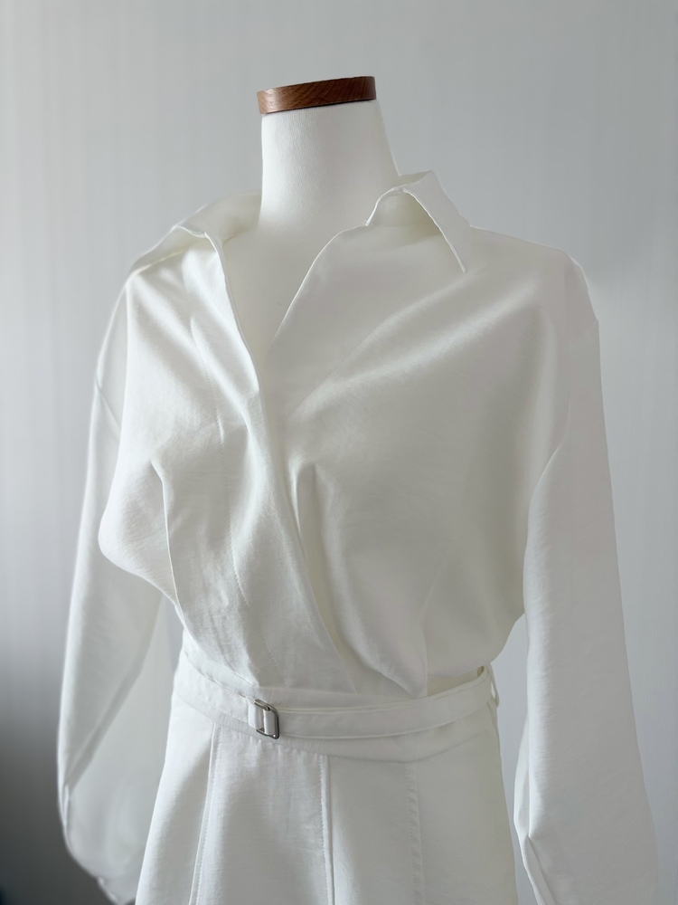 The Madeleine Belted Dress (White)