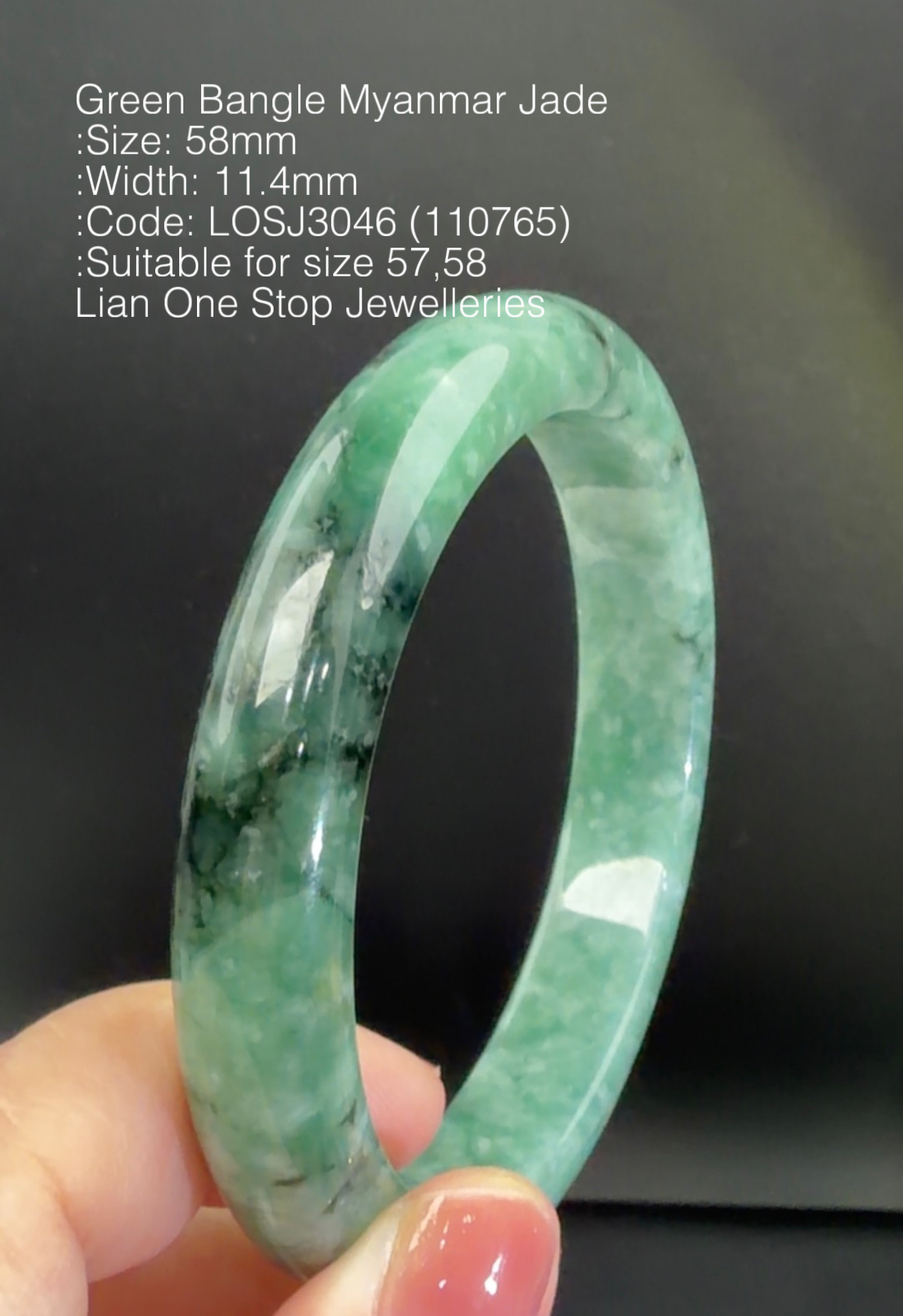 5.8cm Code: LOSJ3046 (110765) Green Bangle Myanmar Jade