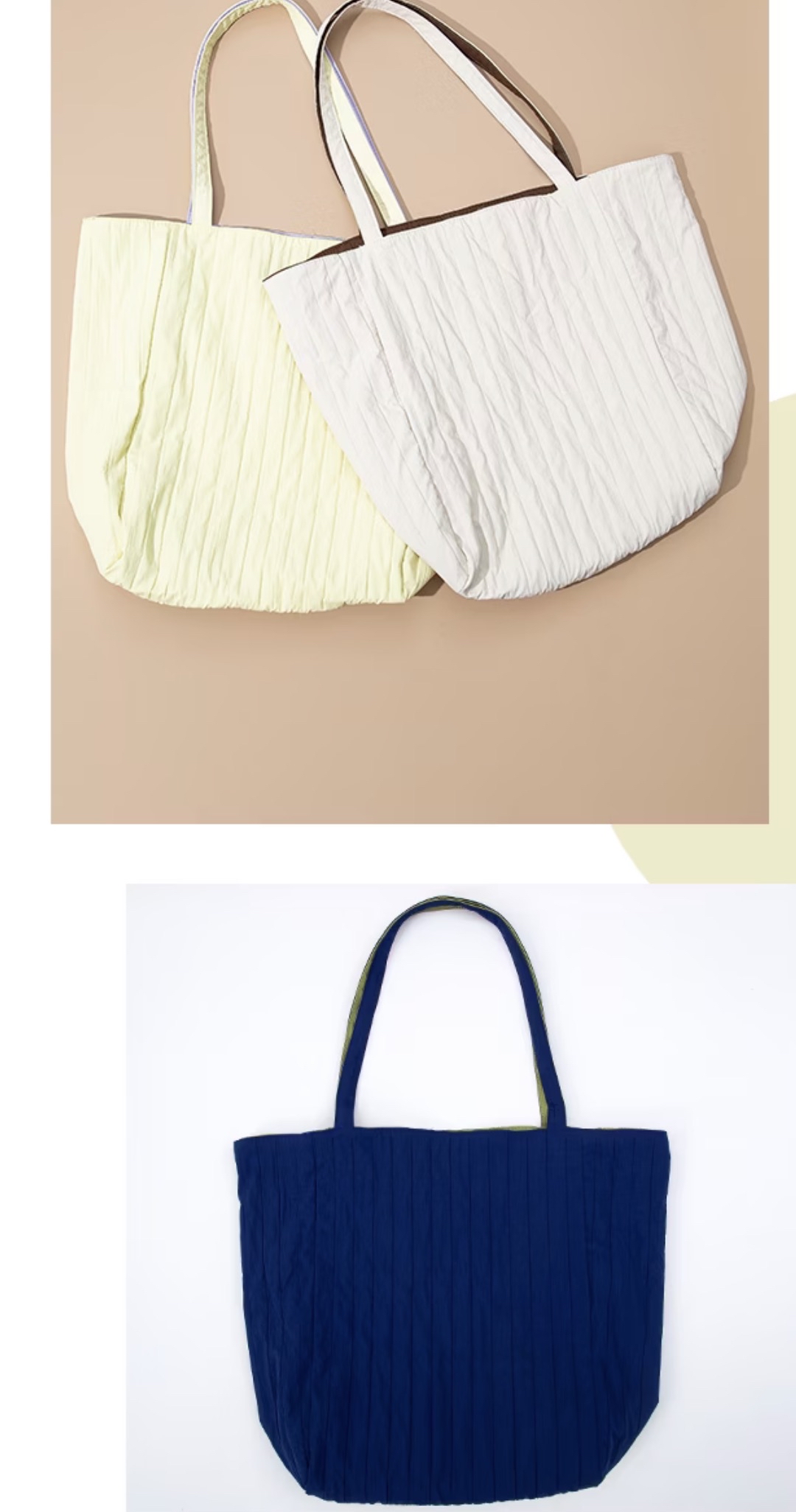 Striped Pleated Double Face Shoulder Bag