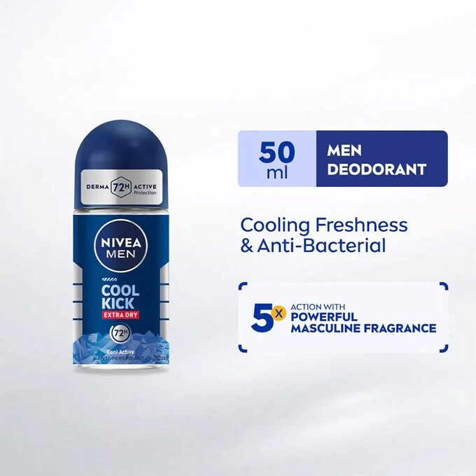 NIVEA FOR MEN Deodorant Roll On 50ml Cool Kick Blue