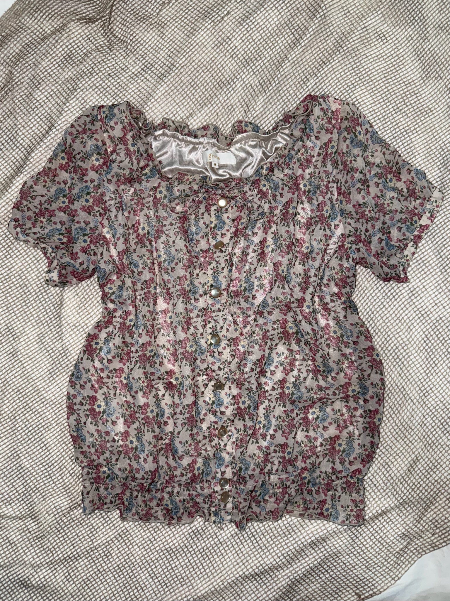 Coquette Aesthetic Ruffle Button-Down Floral