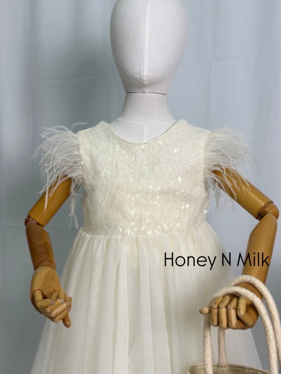 Feather White Long Gown