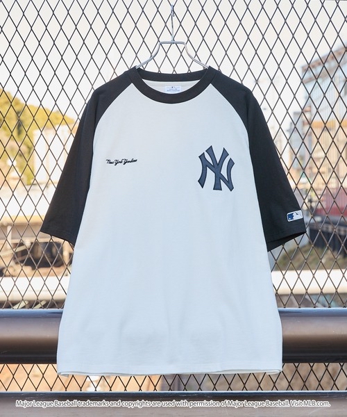 日本直送MLB刺繡T恤  MLB/美國職棒大聯盟 定製 徽章刺繡 復古加工短袖T恤男女可穿
