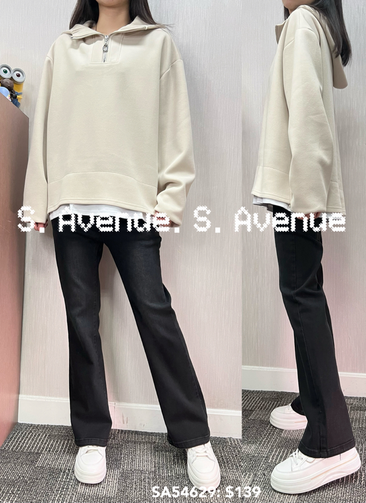 SA54629: 長袖領拉錬假兩件