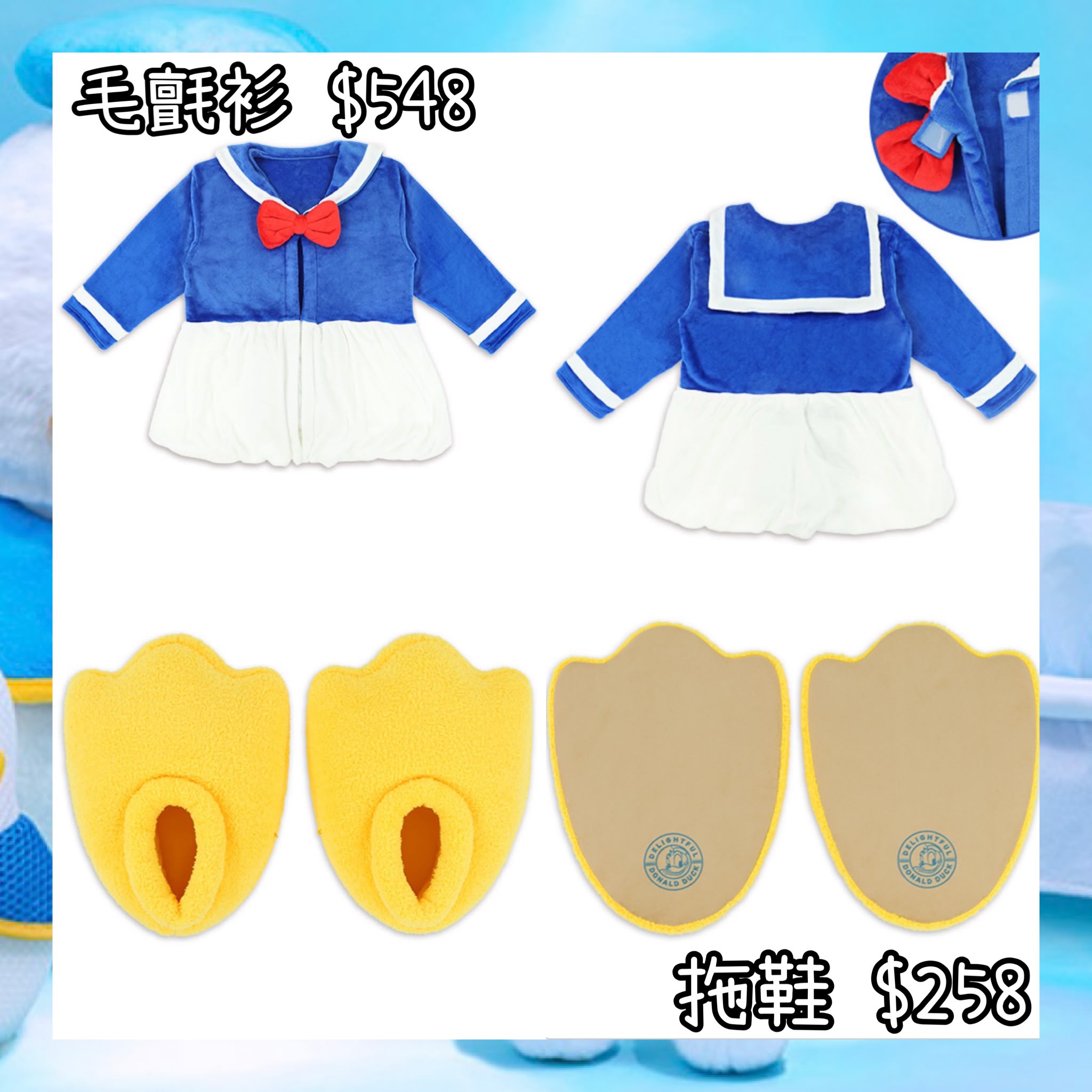 ：日本：DISNEYLAND園區產品 DELIGHTFUL DONALD DUCK 15/10 日本發賣 毛氈衫 拖鞋