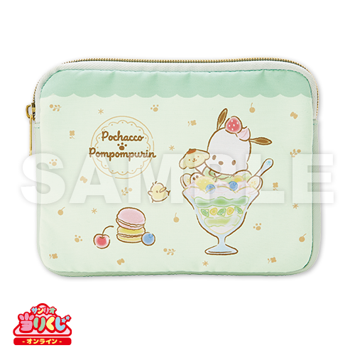 現貨 日版sanrio characters 布甸狗 x PC狗 綠色拉錬袋