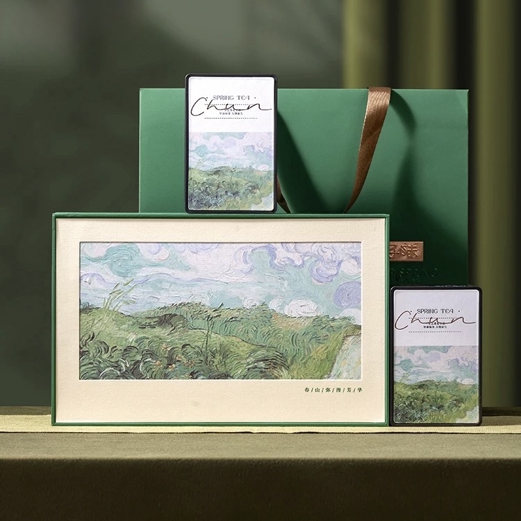 【绿意·时光】优雅气质油画风茶叶礼盒套装荒山晒红茶月光白茶礼物推荐送长辈闺蜜领导伴手礼