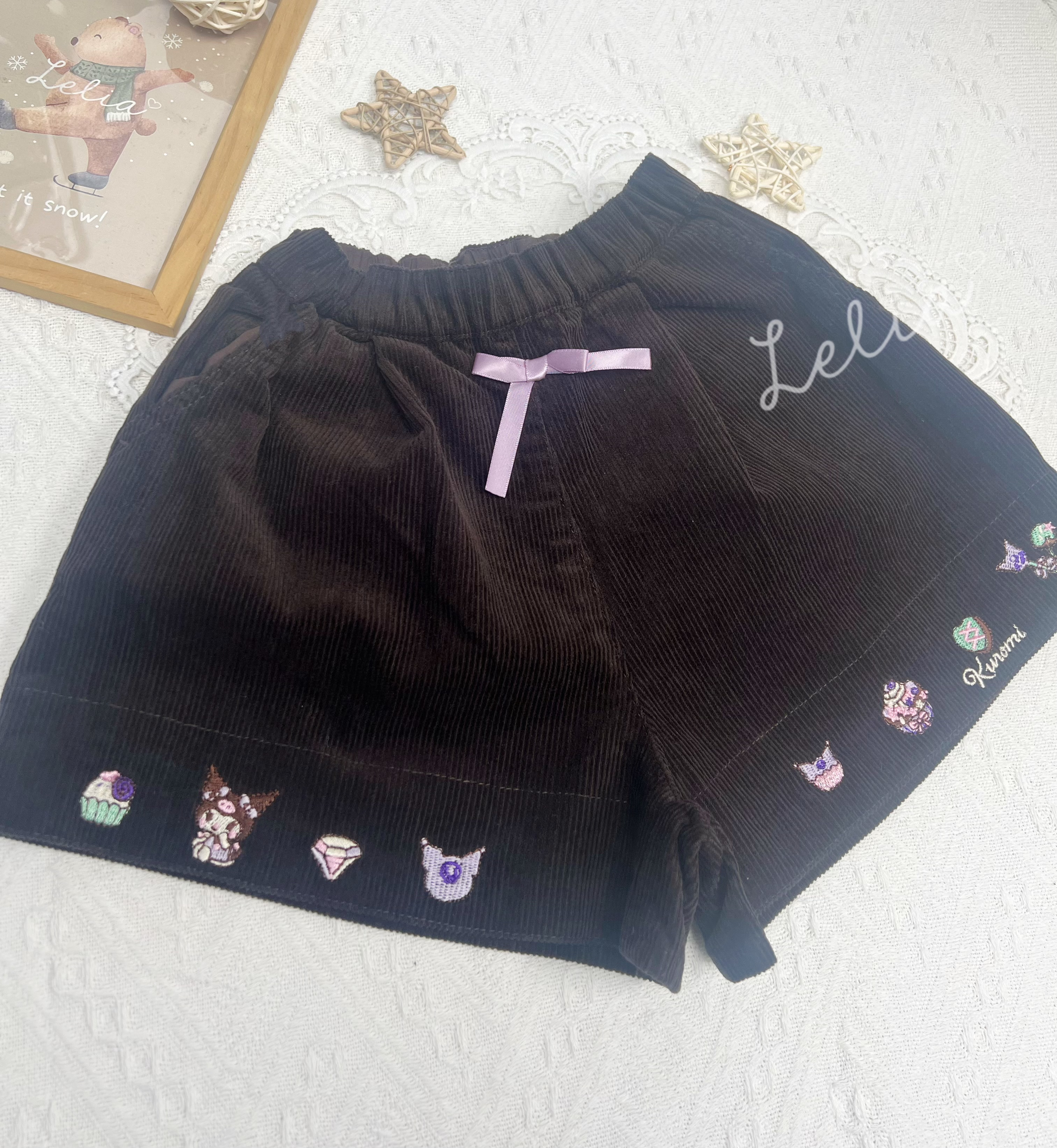 ▫️現貨▫️anyFAMxSanrio 登芯絨短褲Melody Kuromi 玉桂狗