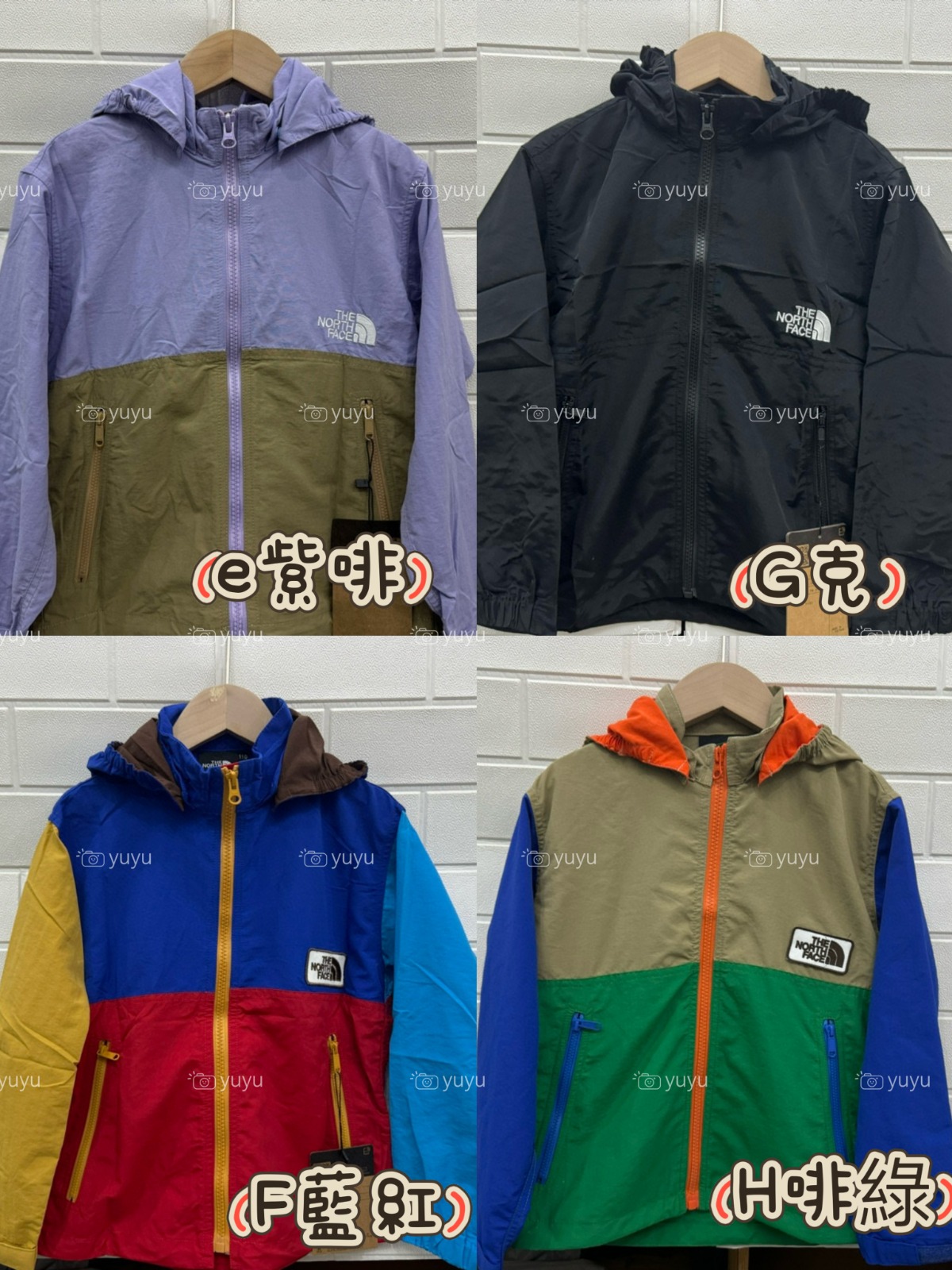 100-165cm/$168件。2件起$158件。日單TNF 色輕薄防風外套