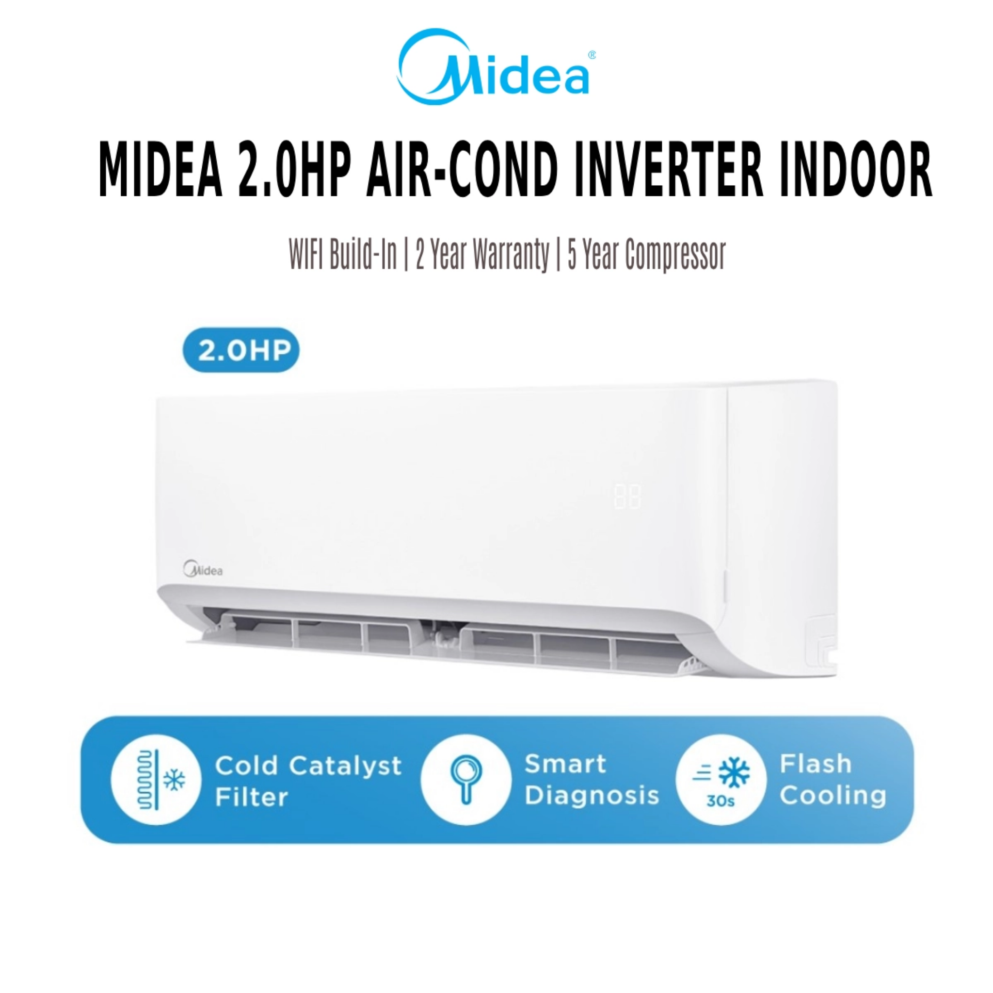 Midea 2.0HP All Easy Pro Series Inverter Wall Mounted Split Air Conditioner (MSEPB-19CRFN8)