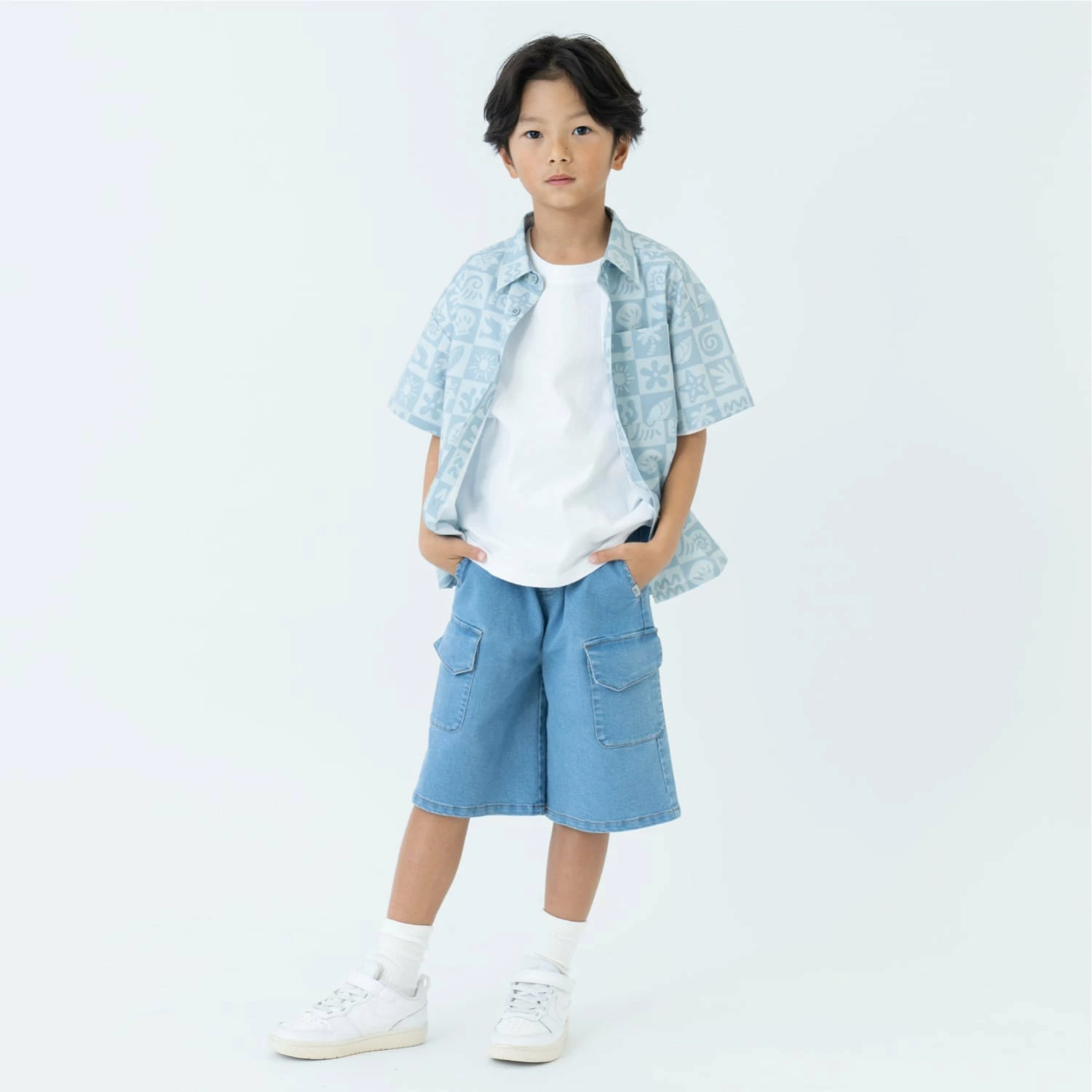 🆕【⭐訂購⭐】 🇯🇵日本直送🌀簡約淨色 大口袋 及膝工裝褲［3款選］🌀[ELEA-0049][260605]