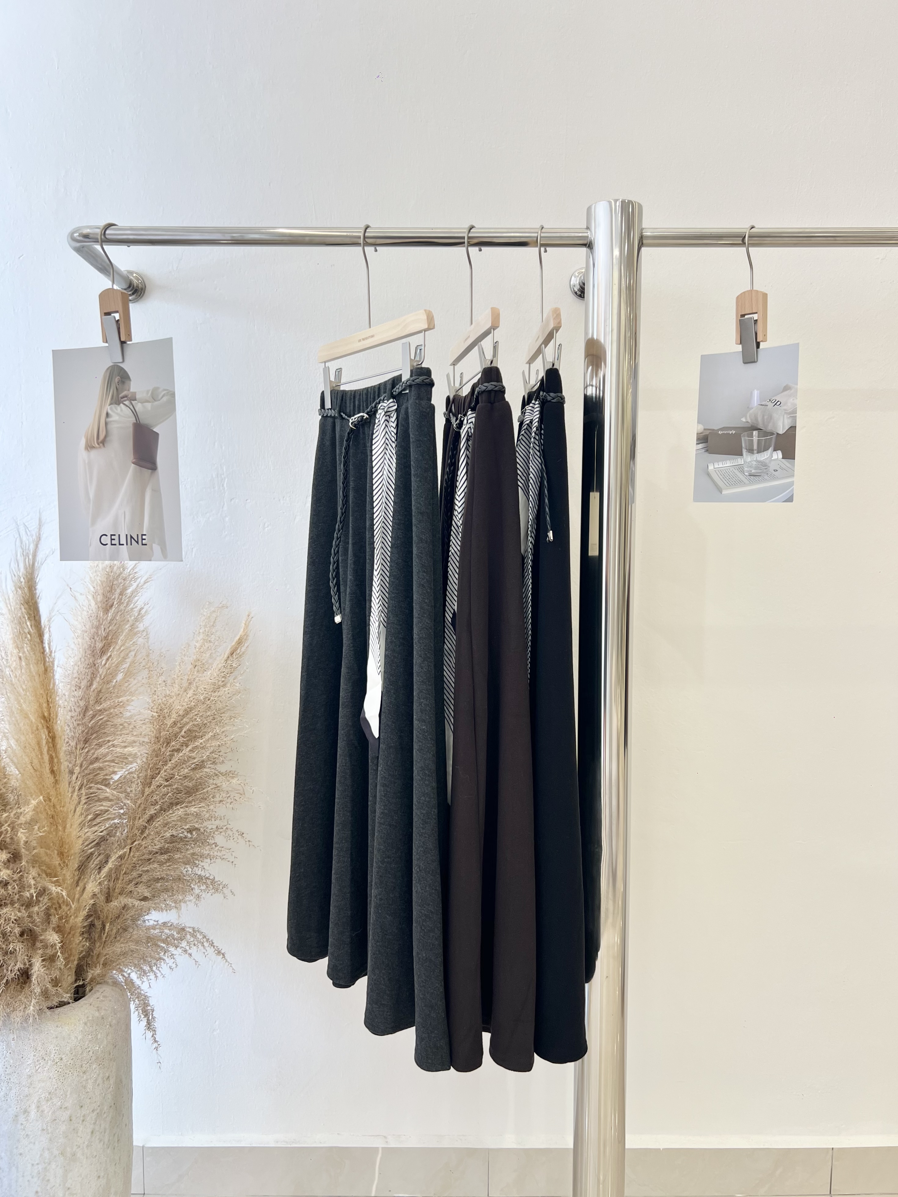 6892 韩系设计感丝巾腰带半身裙