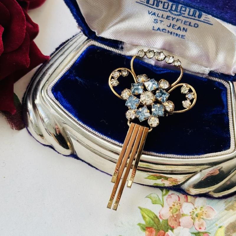 C.a. 1940s M&S 1/20 12Kt Gold Filled Elegant Motif Swinging Tassels Two-Way Brooch and Pendant(MT1805)
