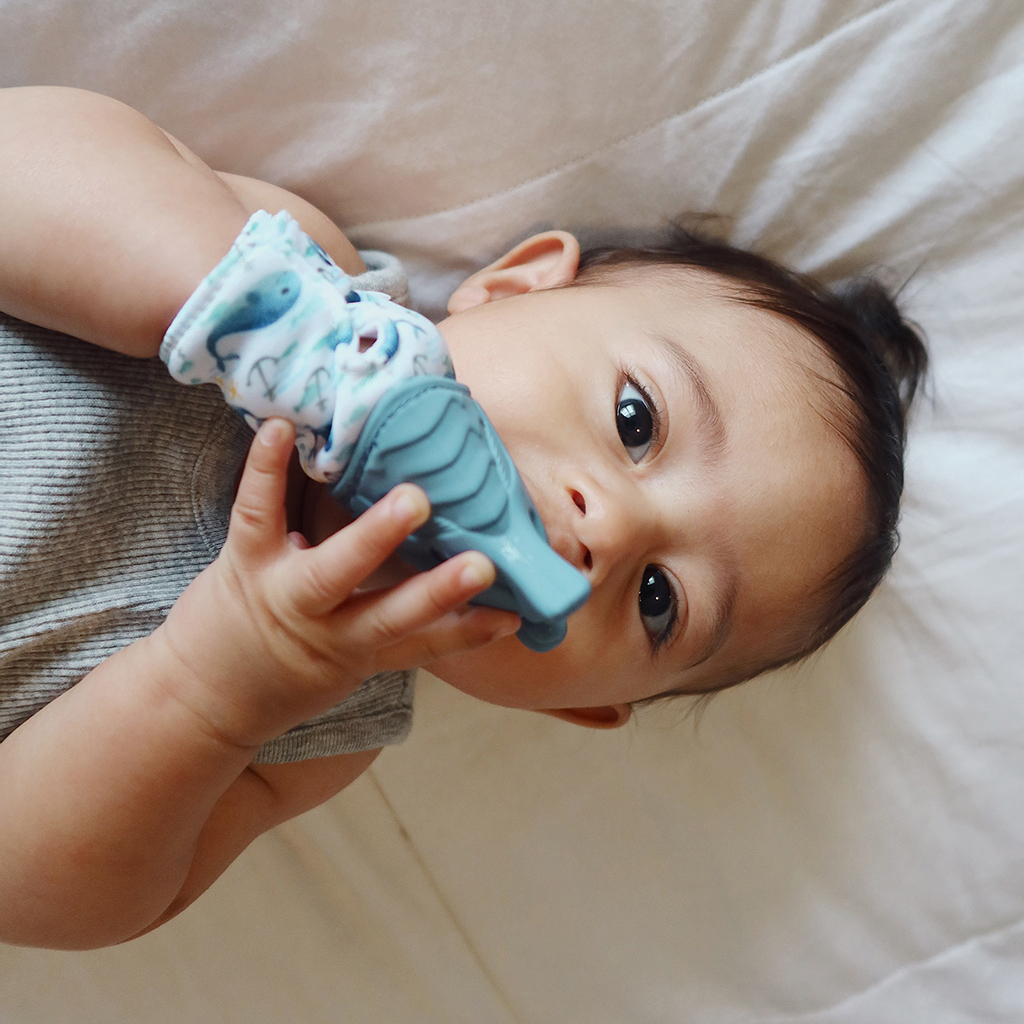Teething Mitten - Blue Whales