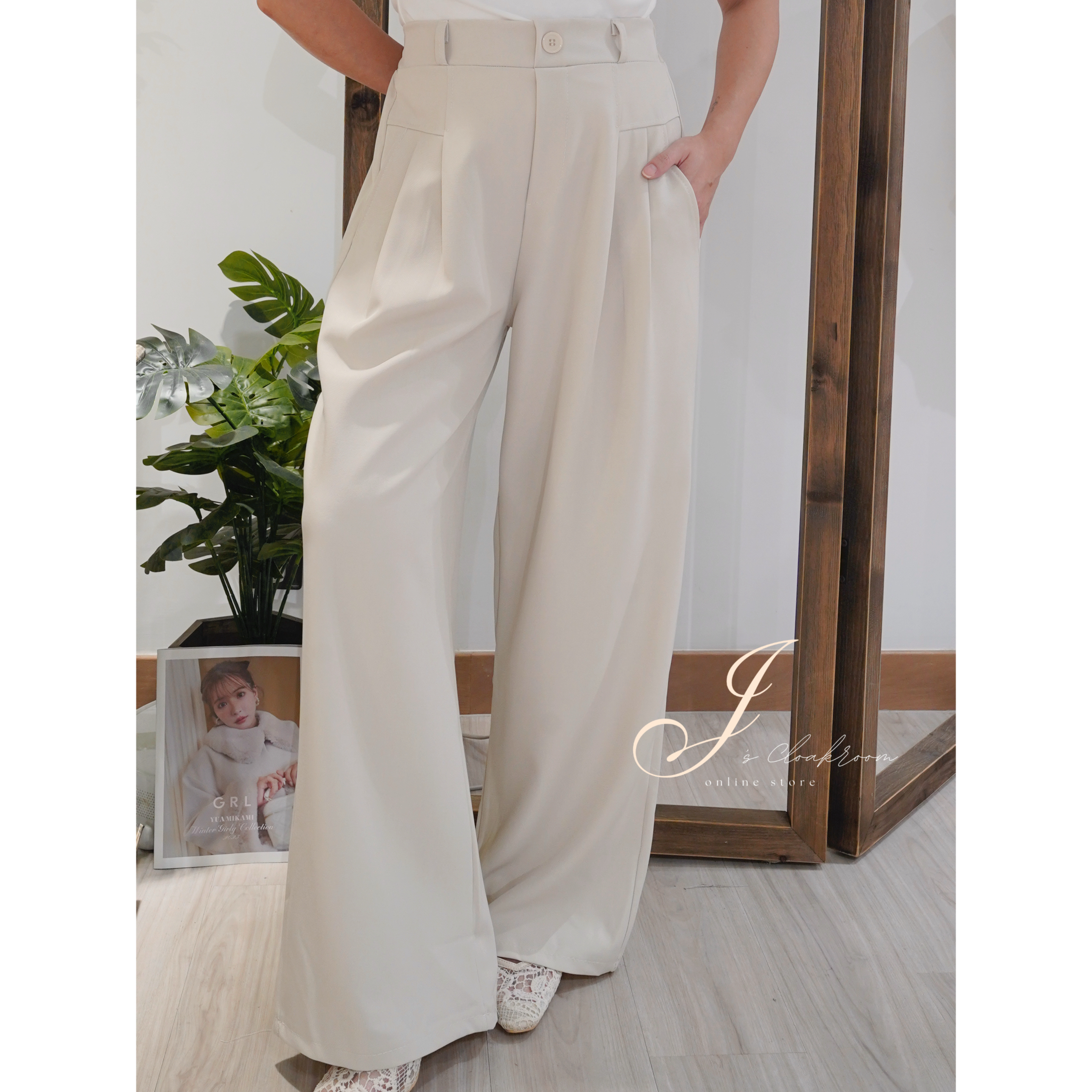 基本款輕便西褲(KR)[杏色]371070