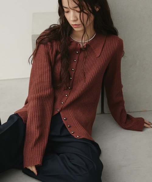 金屬鈕羅紋針織Polo上衣【JT020】