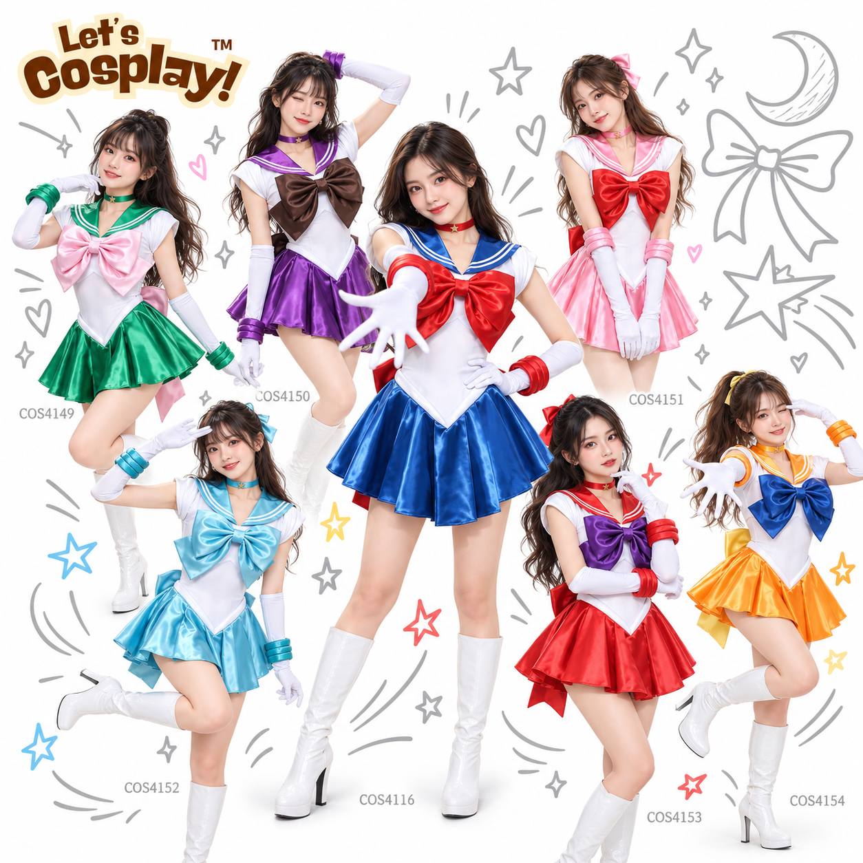 美少女戰士 Sailor Moon Cosplay 成人女裝萬聖節服裝｜月野兔・木星・土星・小小兔・水星・火星・金星｜水手戰士動漫角色扮演服｜香港現貨 Let's Cosplay