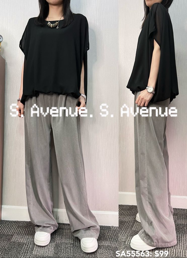 SA55563: 短袖假兩件雪紡蝙蝠top