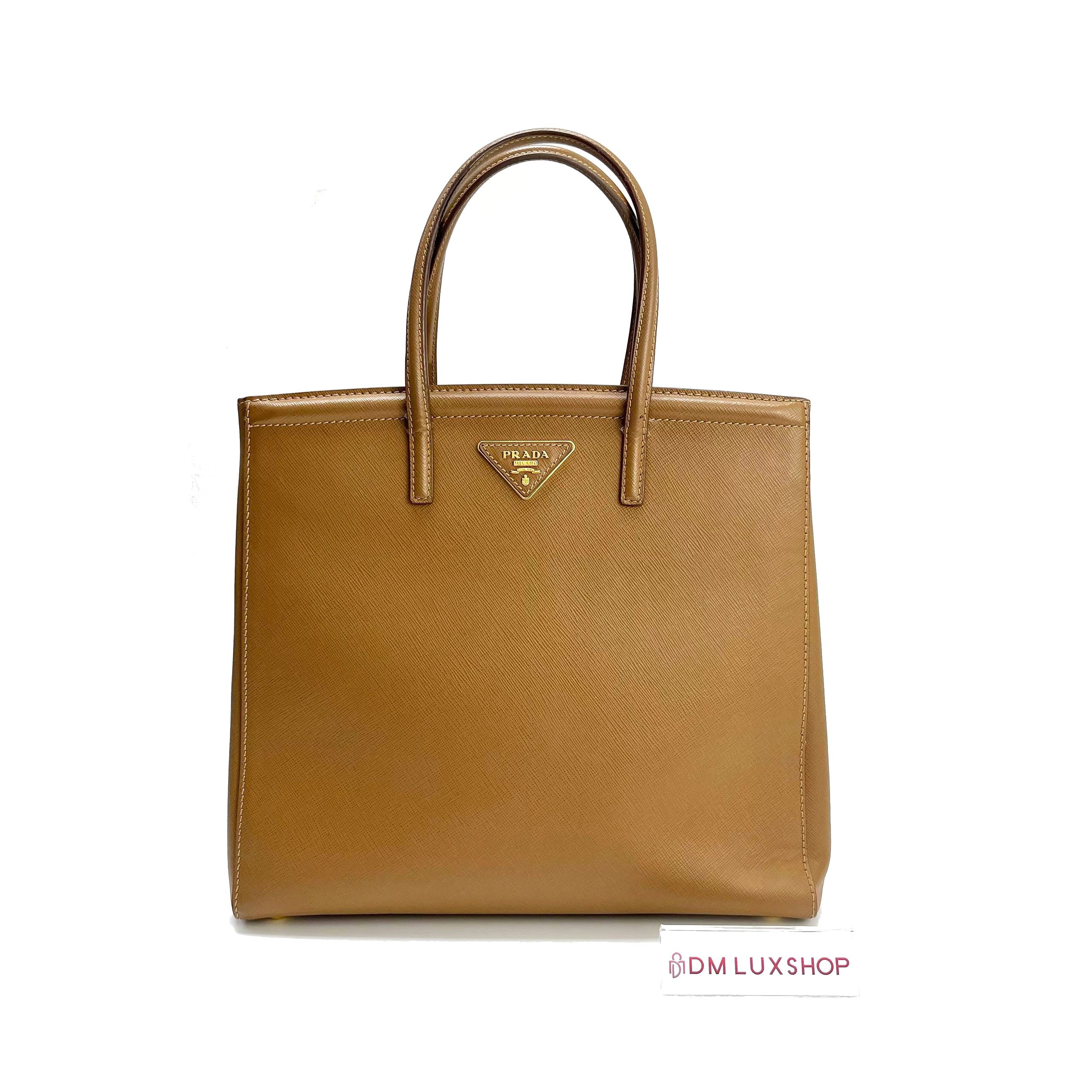 Prada Brown Saffiano Leather Tote GHW (Missing Strap)