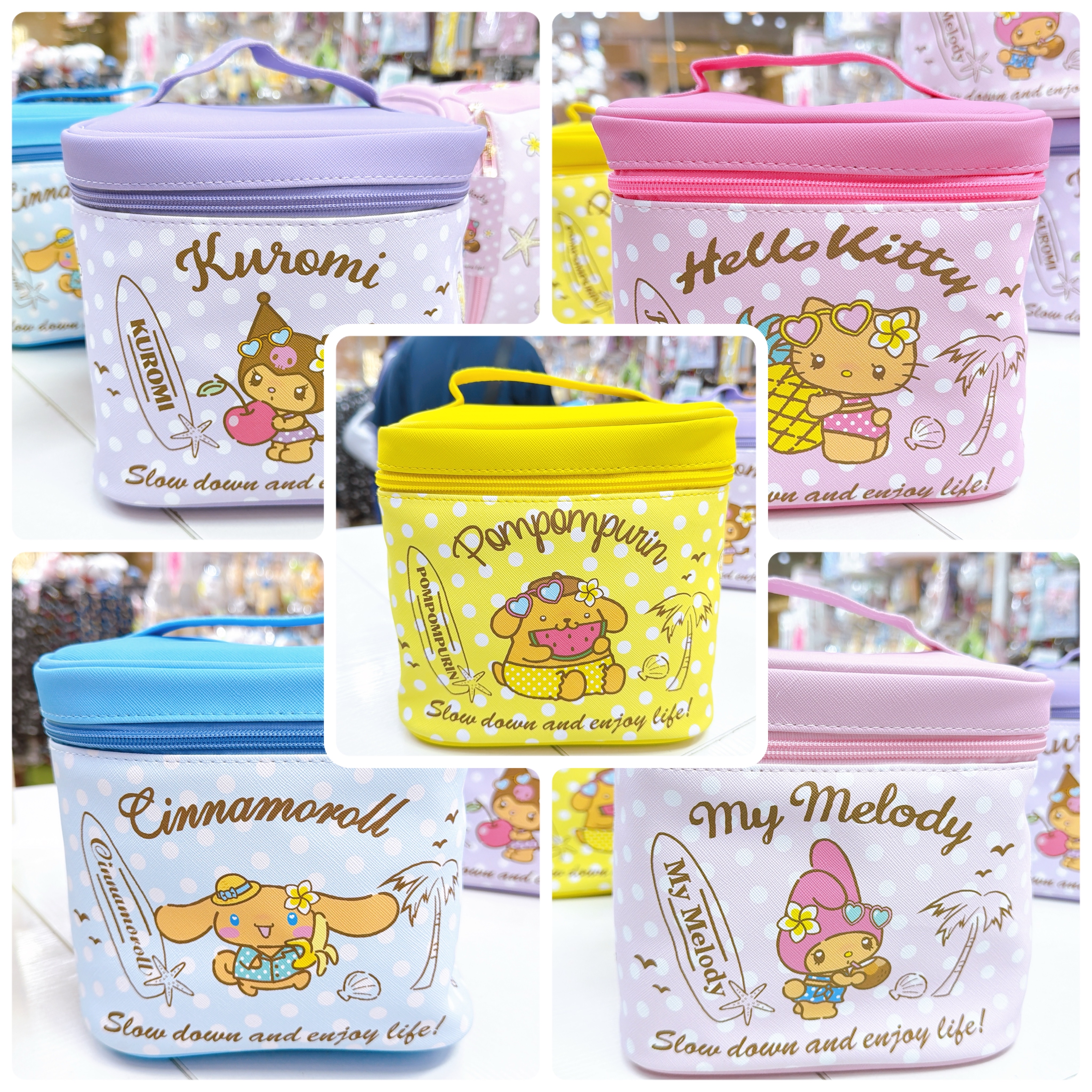 日本直送Sanrio 新款黑皮系列化妝箱連鏡 18×18×18cm
