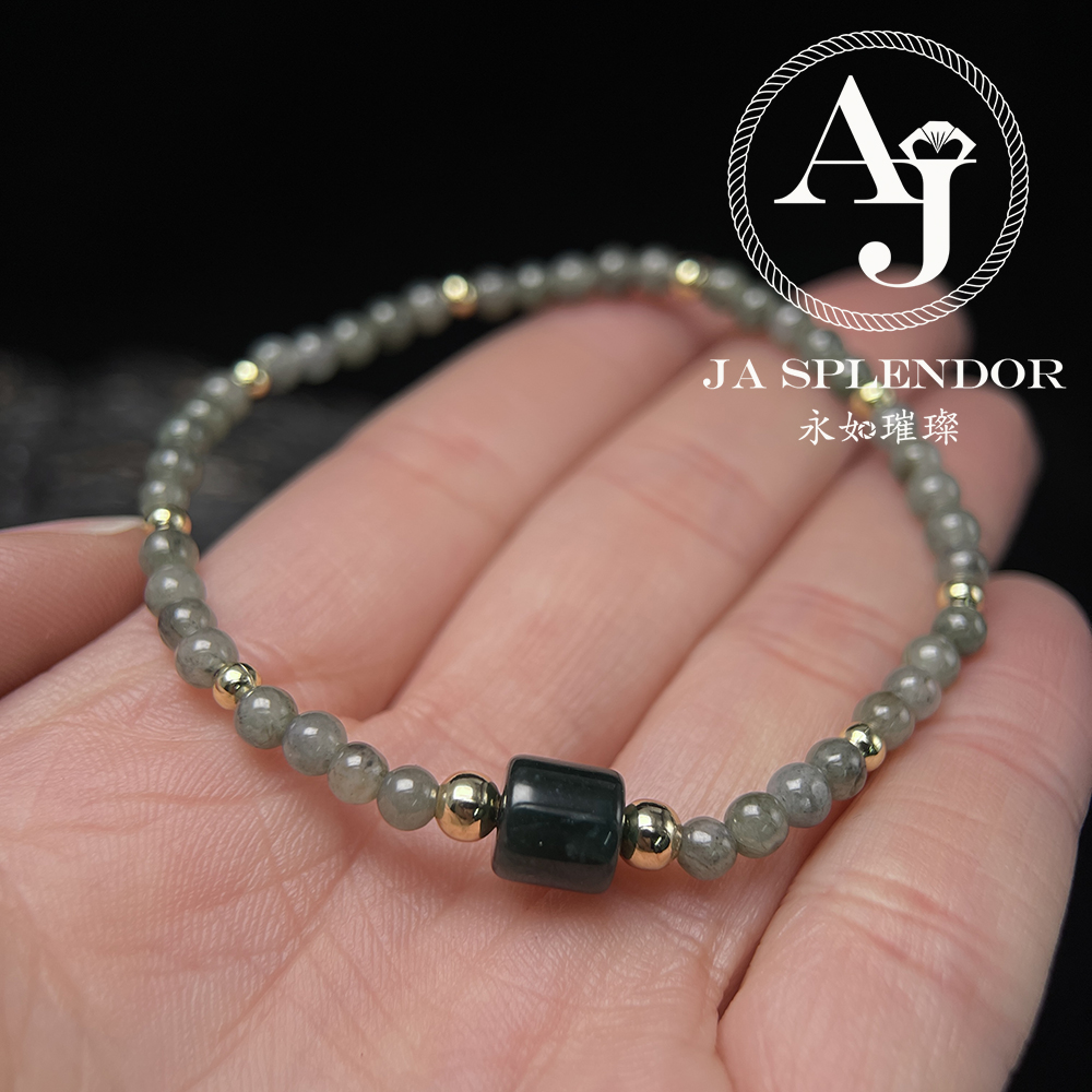 FBG25-H06 天然翡翠A玉 冰潤簡約幸運路路通小米珠手鏈