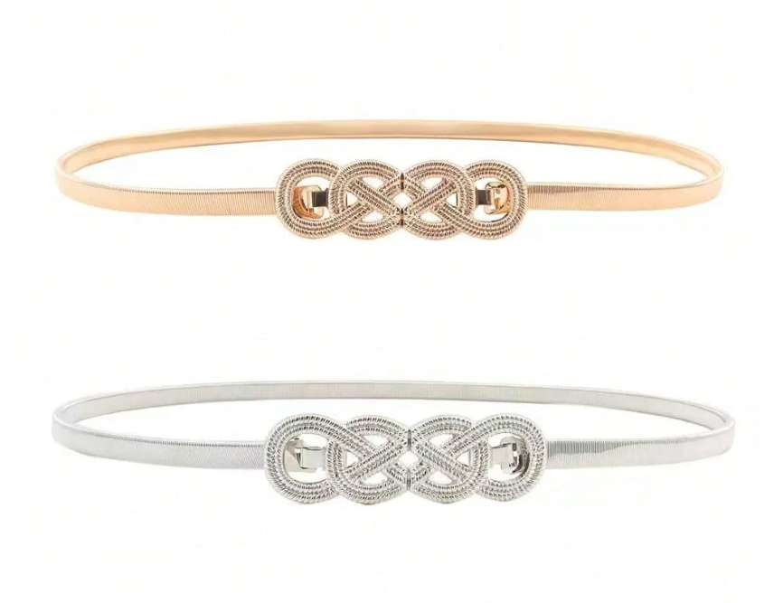 Elegant Style Metal Buckle Skinny Belt 