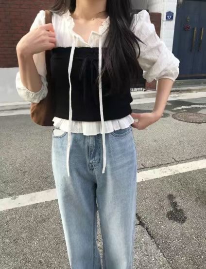 【 ⍤層次感恩物！Mohair泡泡感花邊🫧蝴蝶結吊帶背心🩵】 Bang Bang Ribbon Tank Top(三色入)