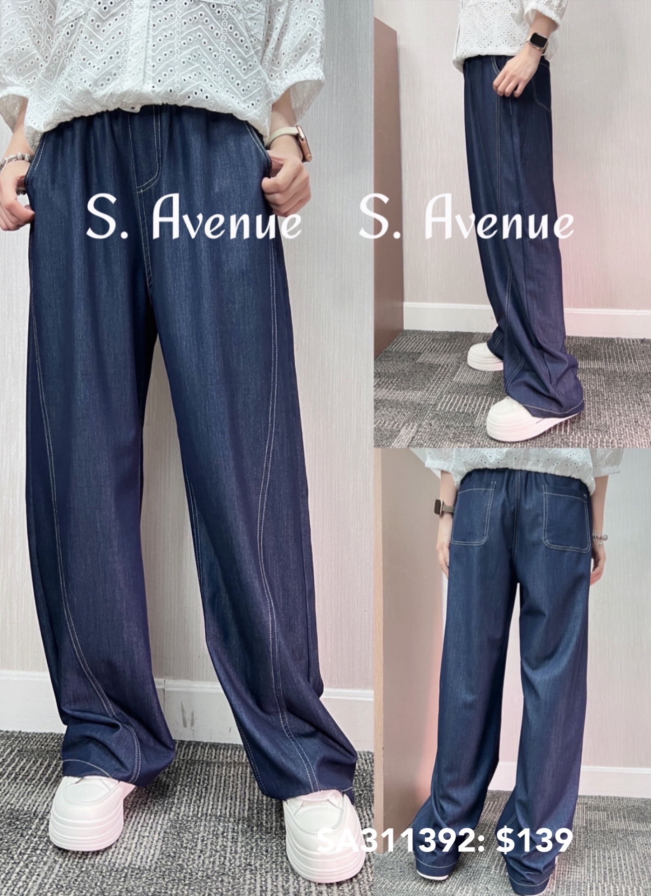 SA311392: 灰色橡根腰前明線骨長褲