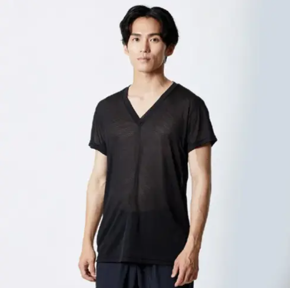 MIZUNO 涼感抗菌 Dry Aeroflow 男士V領短袖T恤 白色 中碼 平行進口