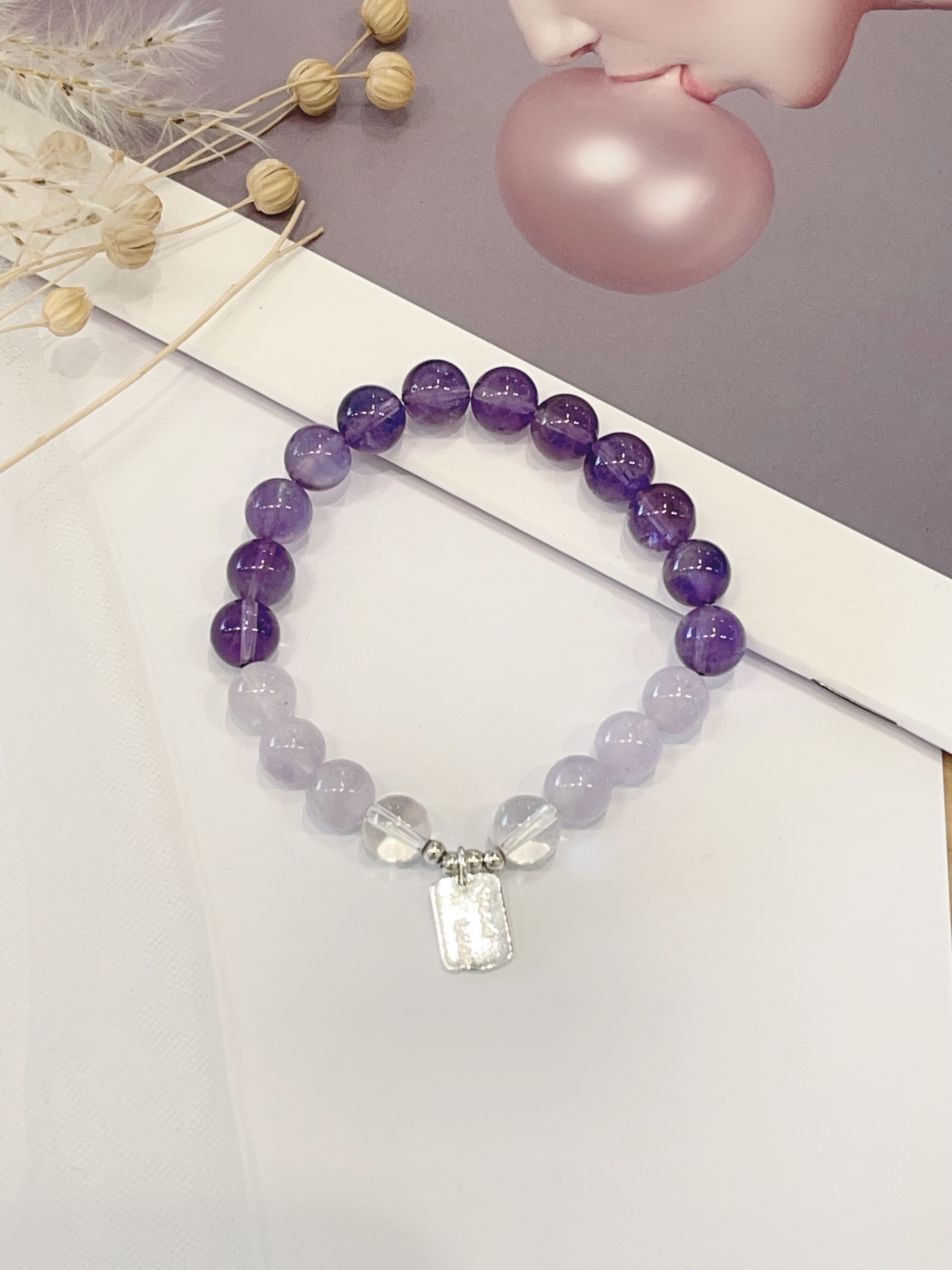 💜 渐层紫水晶手串 Lavender & Deep Amethyst ｜8mm