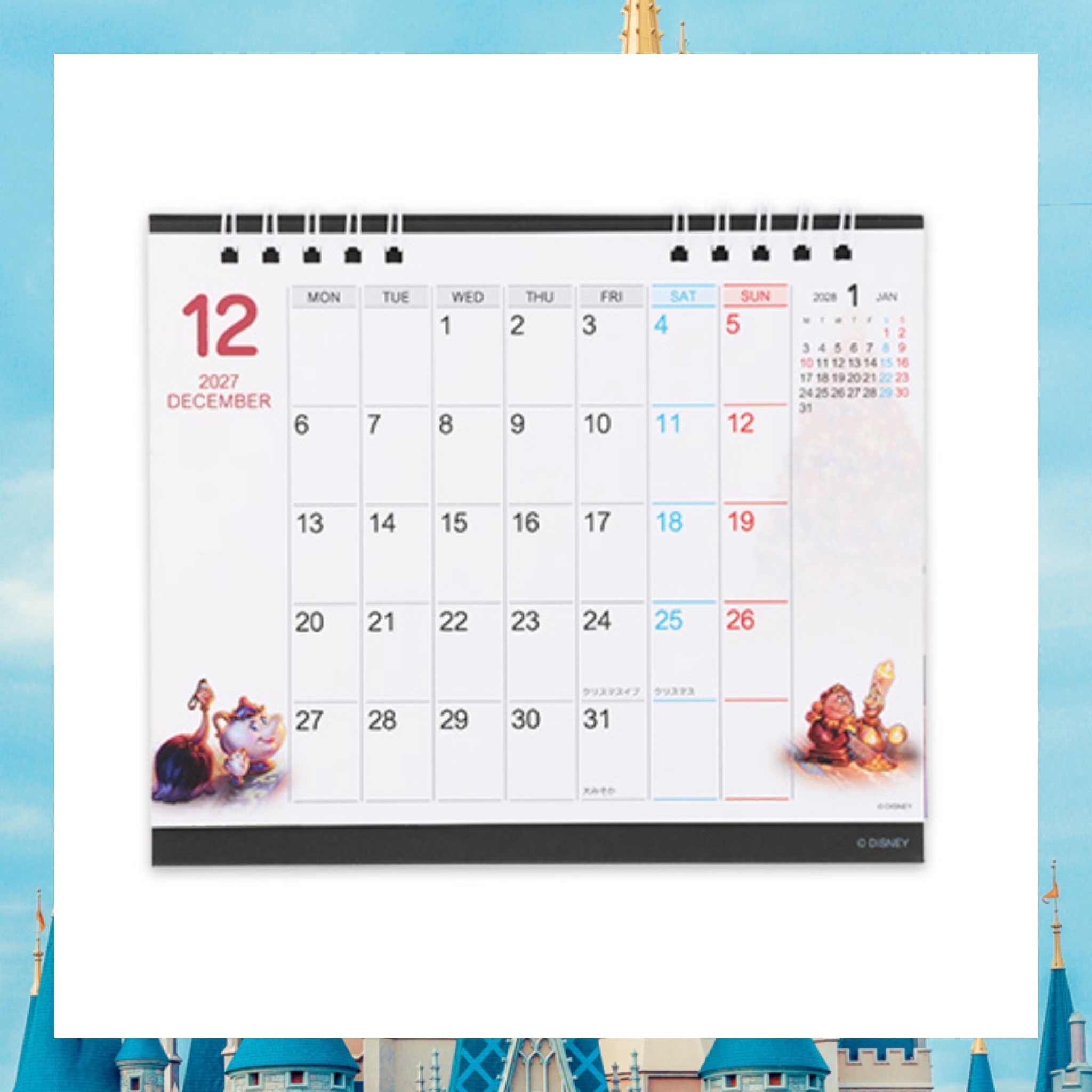 ：日本：DISNEYLAND園區產品 13/8 日本發賣 2027 座枱月曆