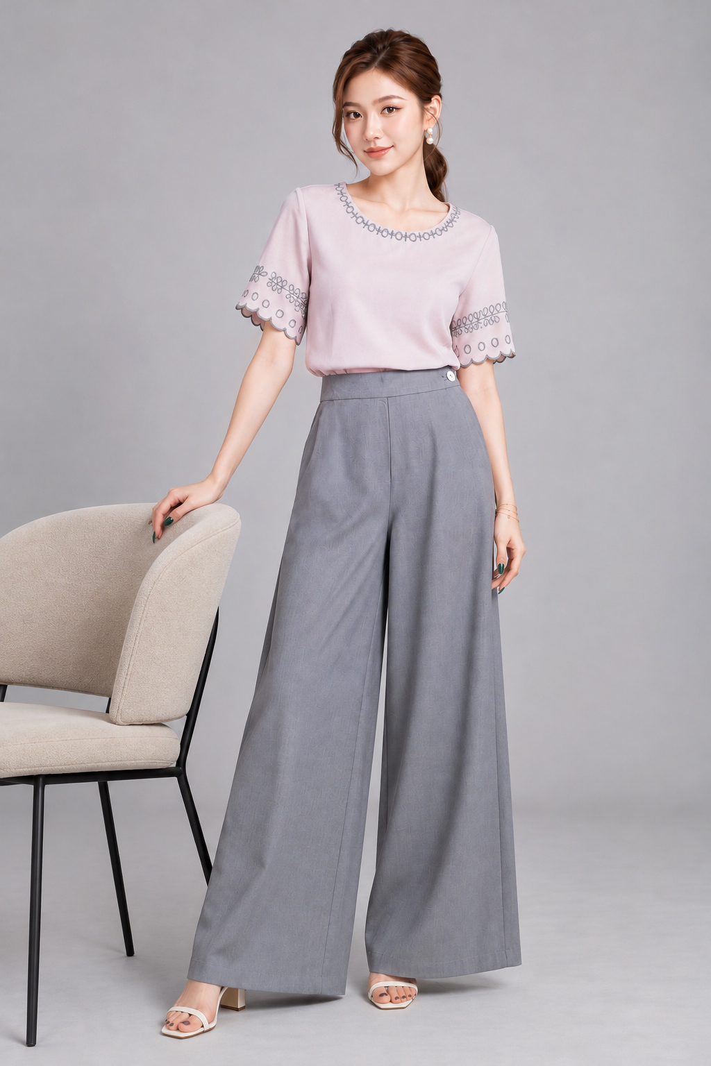 26662 Scallop Embroidered Blouse