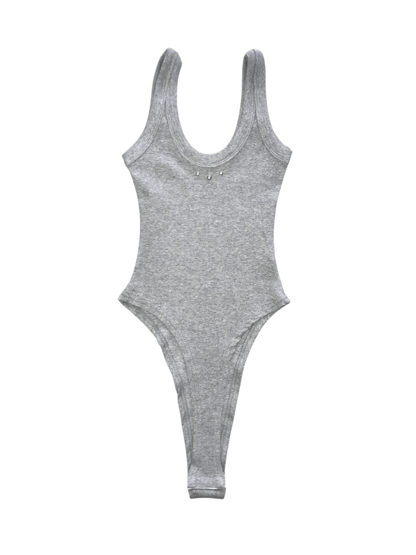 Ribbed Studded High-Cut Bodysuit