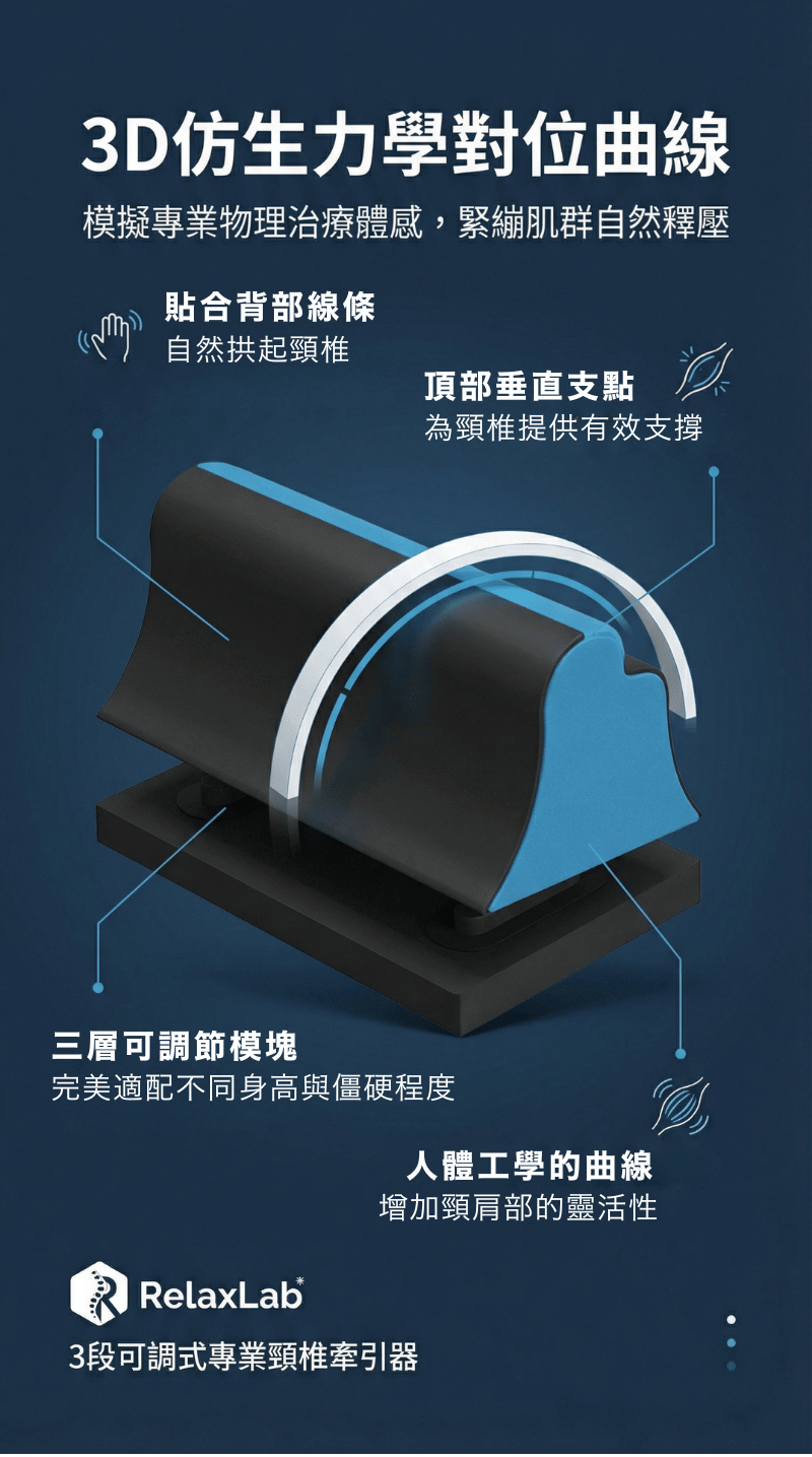 RelaxLab 頸椎矯正專用 – 三段可調式專業拉伸枕