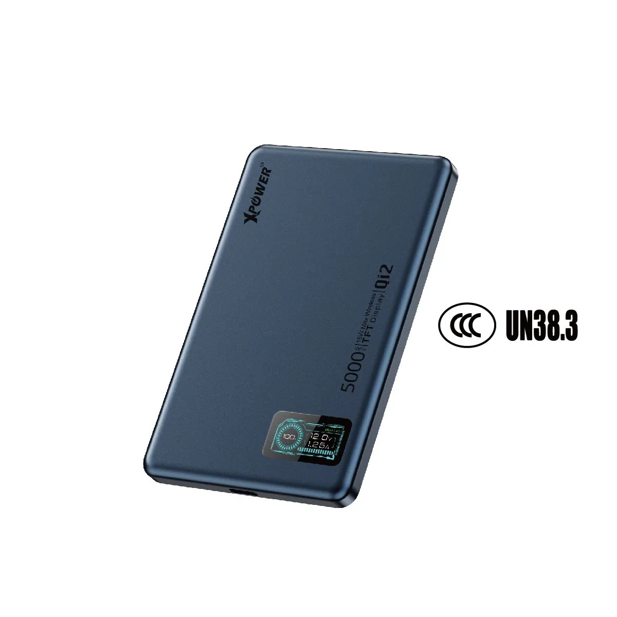 (3C認證版)(鋁合金面)XPower MagDigita5² 第2代彩屏顯示磨沙玻璃外殼 5000mAh PD3.0+QI2 磁吸移動電源