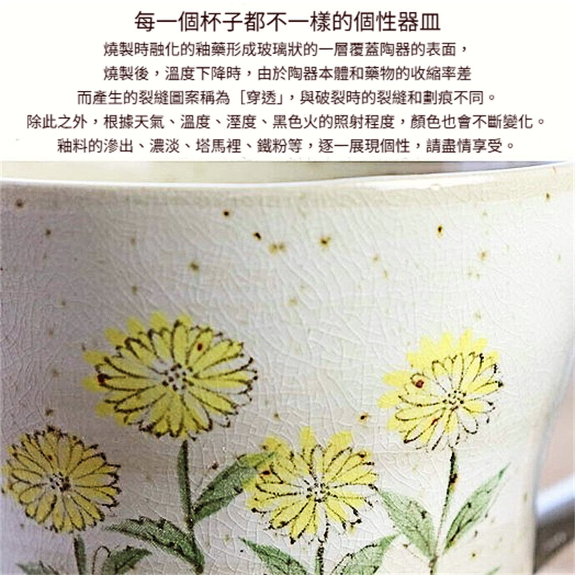 【日本製】美濃燒陶瓷手繪蒲公英+紫藤花馬克杯套裝 (330ml)